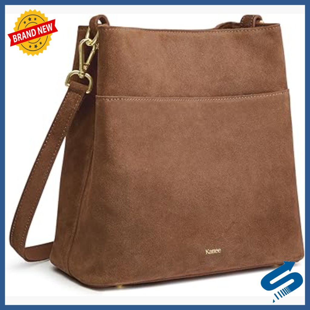 Leather Bucket Tote With 2 Detachable Straps, Crossbody Shoulder Bag